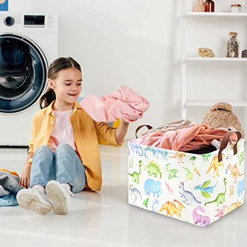 Image of Rectangle Dinosaur Basket,Kids Toy Storage Bin,Storage Bins Organizer for Boys Nursery Hamper,Baby Room Decor,Gift Basket for Boy and Girl(Dinosaurs)