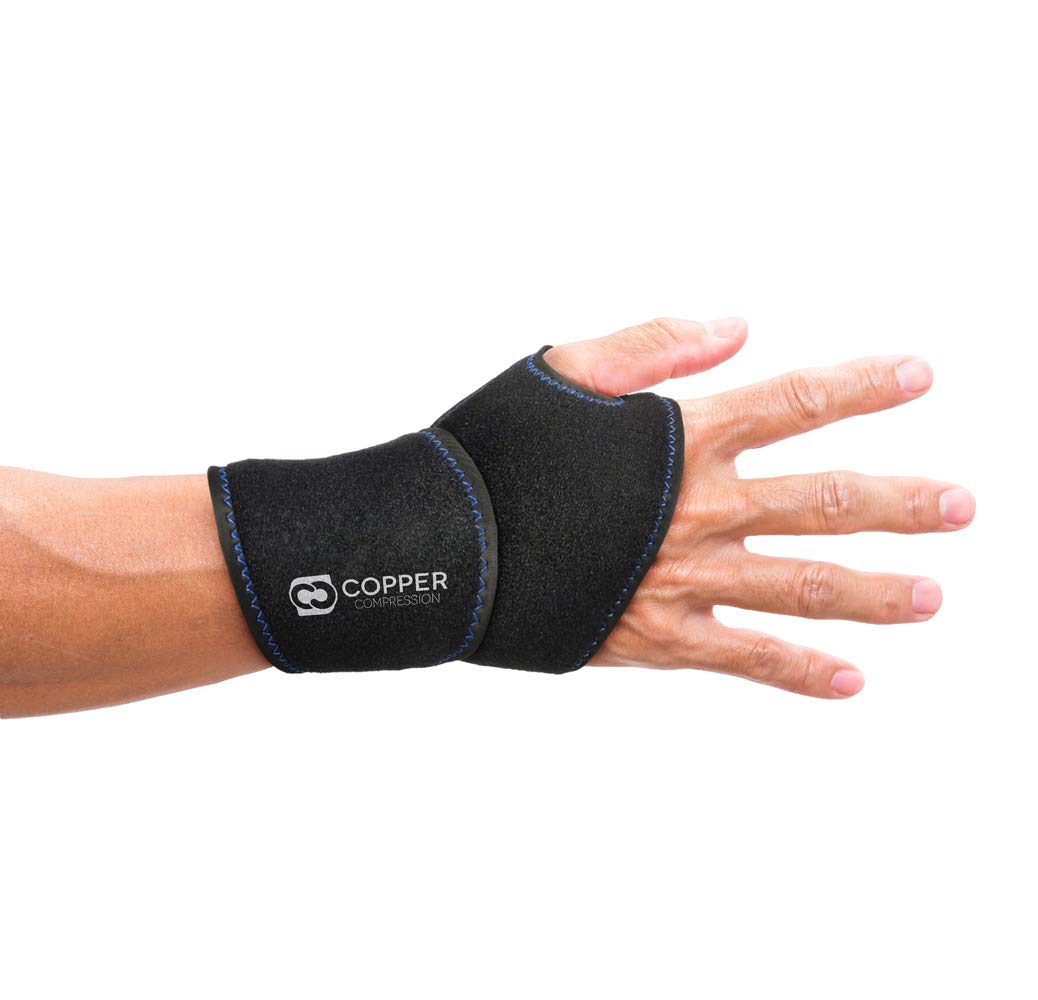 Copper Compression Wrist Ice Pack Wrap. Rapid Hot + Cold Relief Wrist