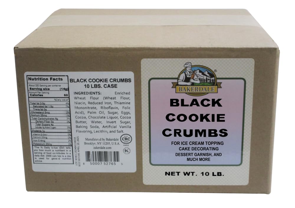 Black Cookie Crumbs Chocolate Dirt for Crust, Garnish, and Toppings, 10 Lbs. Box