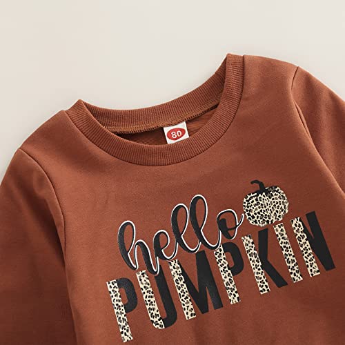 Madjtlqy Baby Girl Bell Bottoms Halloween Clothes Set Letters Pumpkin Printed Long Sleeve Sweashirt Tops + Flared Pants4