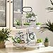 Houmury Set of 16 Farmhouse Tiered Tray Decor with 1 Lantern Artificial Plant& Cutting Board Sign for Rustic Home Kitchen Decor Tier Tray Decor Set (Tiered Tray Not Included)