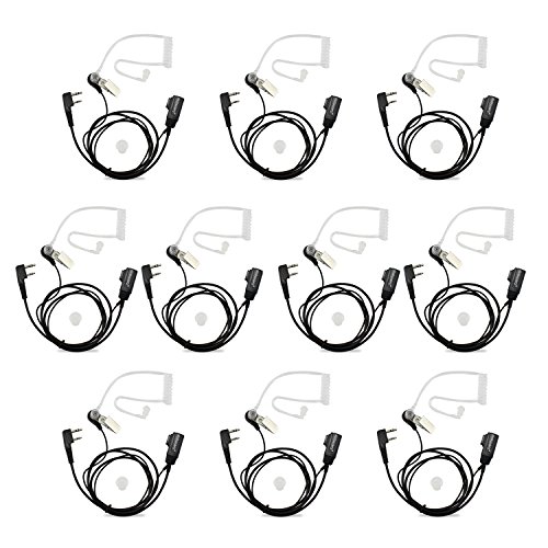 abcGoodefg 2 Pin Headset Earpiece Mic Compatible with Kenwood Puxing Wouxun UV5R UV82 UV5RA 888S H777 TYT HYT Talkabout 2 Two Way Radio Walkie Talkie(10 Pack)