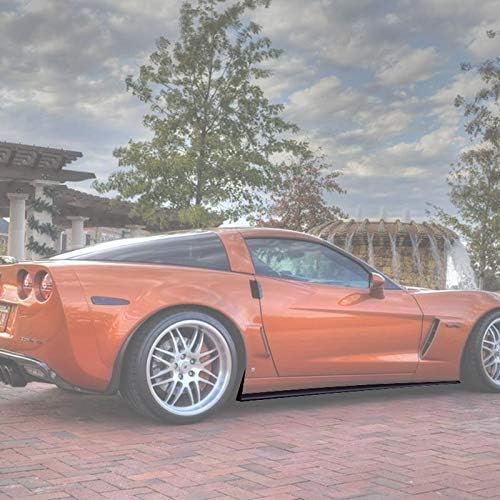 EOS ZR1 Style ABS Plastic Primer Black Rocker Panels Side Skirts W/Mud Flaps 1 Pair for 2005-2013 Chevrolet Corvette C6 Wide Body Models