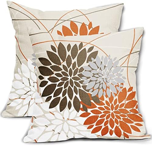 orange floral pillows