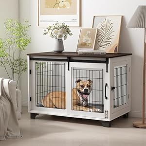 Piskyet Dog Crate Furniture Barn Door Dog Crate for Large Dogs Up to 60 lbs,Sliding Door Dog Crate Modern Decorative End Side Table Nightstand Piskyet Dog Crate Furniture Barn Door Dog Crate for Large Dogs Up to 60 lbsSliding Door Dog Crate Modern Decorative End Side Table Nightstand