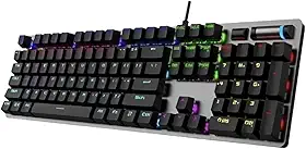 Teclado Mecânico AULA F3019 ABNT2 Blue Switch, Base Metálica Cinza, RGB, Hot-Swap, Full Size