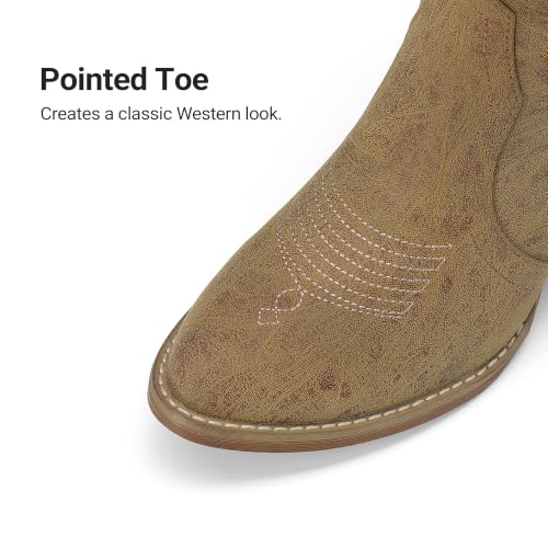 Image of DREAM PAIRS Women's Cowboy Cowgirl Boots Embroidered Pointed Toe Low Heel Western Mid Calf Boot for Theme Party Country Concert