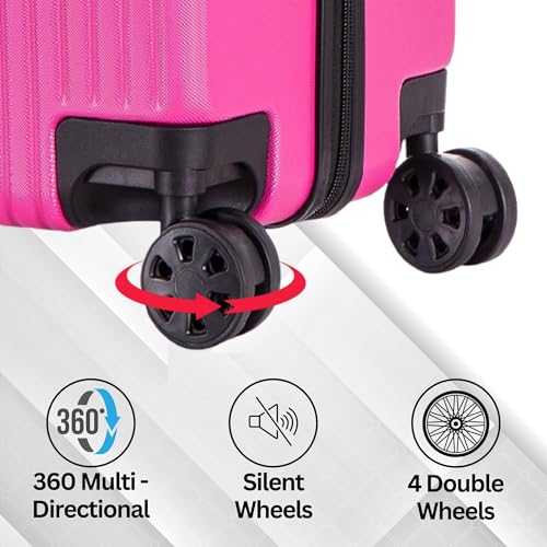 DK Luggage 24" Medium Lightweight Hard Shell Suitcase 4 Wheel Spinner Luggage ABS-30 Pink - Image 6