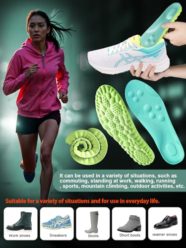 Image of 4D Cloud Insoles for Men and Women, Arch Support Insoles, Memory Foam Insoles, Shock Absorption and Cushioning Sports Shoe Insoles (Green, XL (Men 9-11 /Women 10-11)