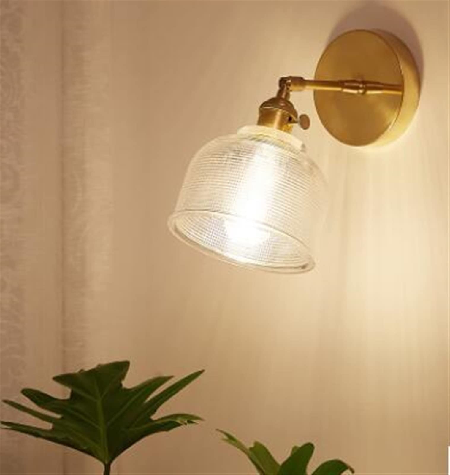 VDOQTLJT Glass Wall Lamp Modern Transparent Sconce Lighting - Copper Light Clear Lampshade LED Chandelier(F)