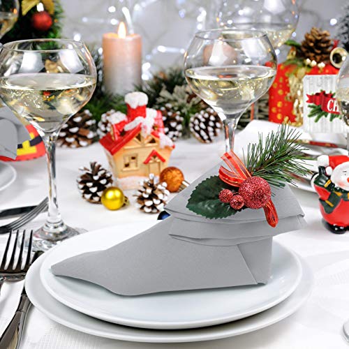 Veeyoo Cloth Napkins - 20 X 20 Inch Silver Dinner Napkin Set Of 12, Soft Washable And Reusable Table Napkins For Holiday Dinner, Parties, Wedding And More #TOP4