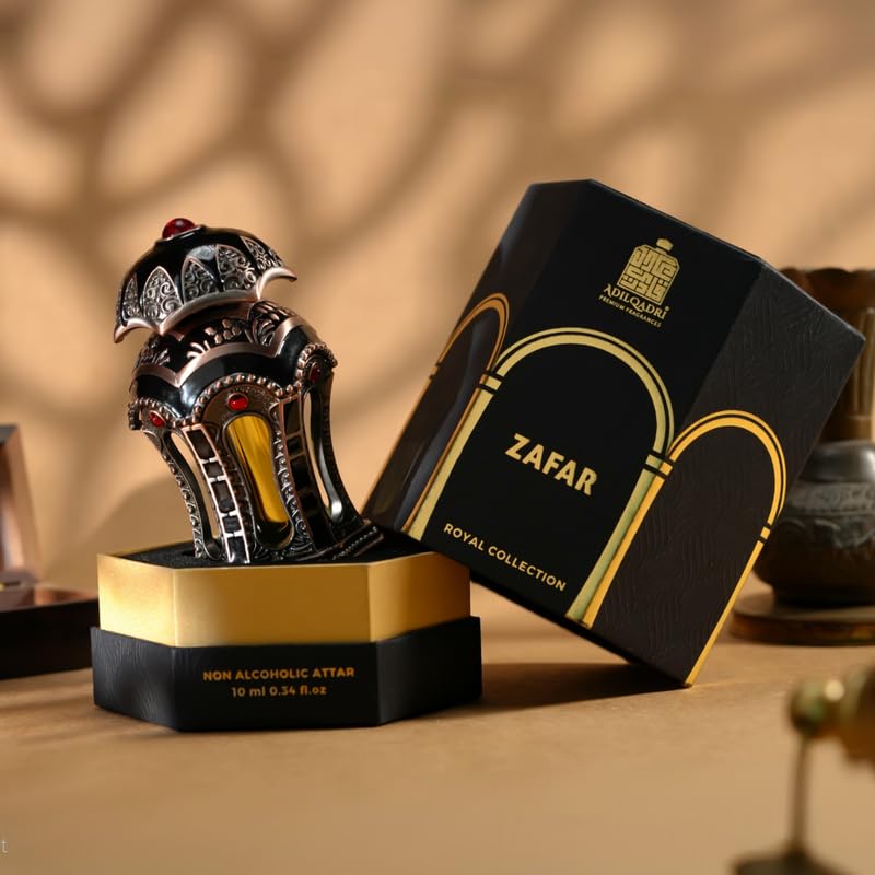 Image of Adilqadri Zafar Royal Attar for Men & Women - Non-Alcoholic attar | Saffron, Fruity, Oud, Rose & Leather Blend | Long-Lasting Amber & Musk Fragrance | 10ml