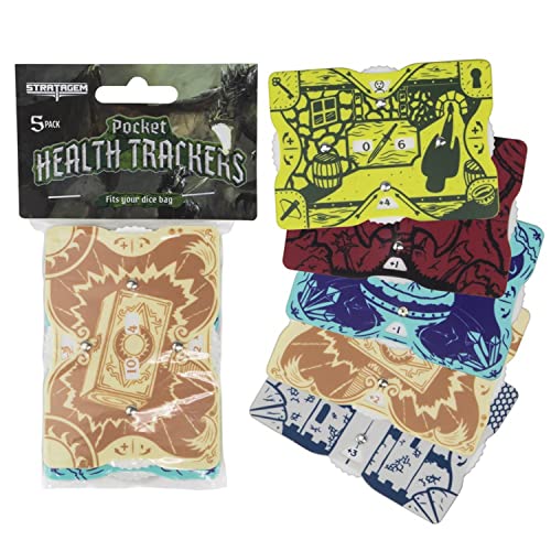 Stratagem 5-Pack Pocket Health Trackers, Track Character Hp, Bonuses, And Conditions For Tabletop Role-Playing Games, Fits In A Dice Bag #TOP5