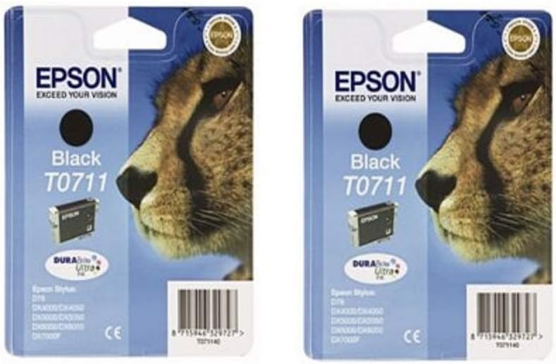 Epson T0711 x2 Ink Cartridges - Black (Twin Pack)