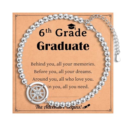 Image of Graduation Gifts for Her, Class of 2026 High School 5th 6th 8th Grade College Masters Degree Graduation Compass Bracelet Jewlry Gifts for Girls Women