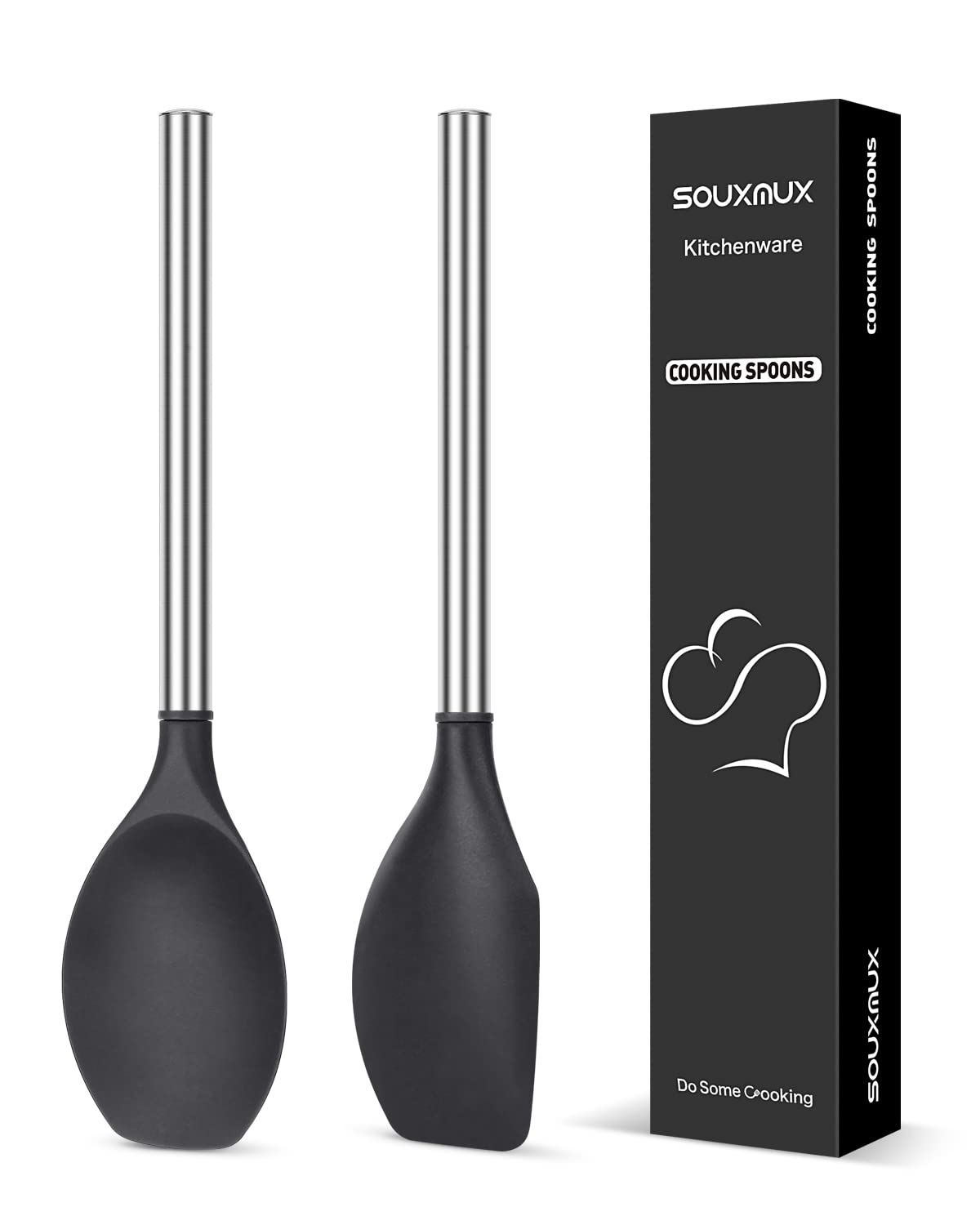 2 PCS Silicone Spatula Set，Non-Stick BPA Free Heat-Resistant Basting Stainless Steel Handle Kitchenware for Cooking, Baking, Mixing