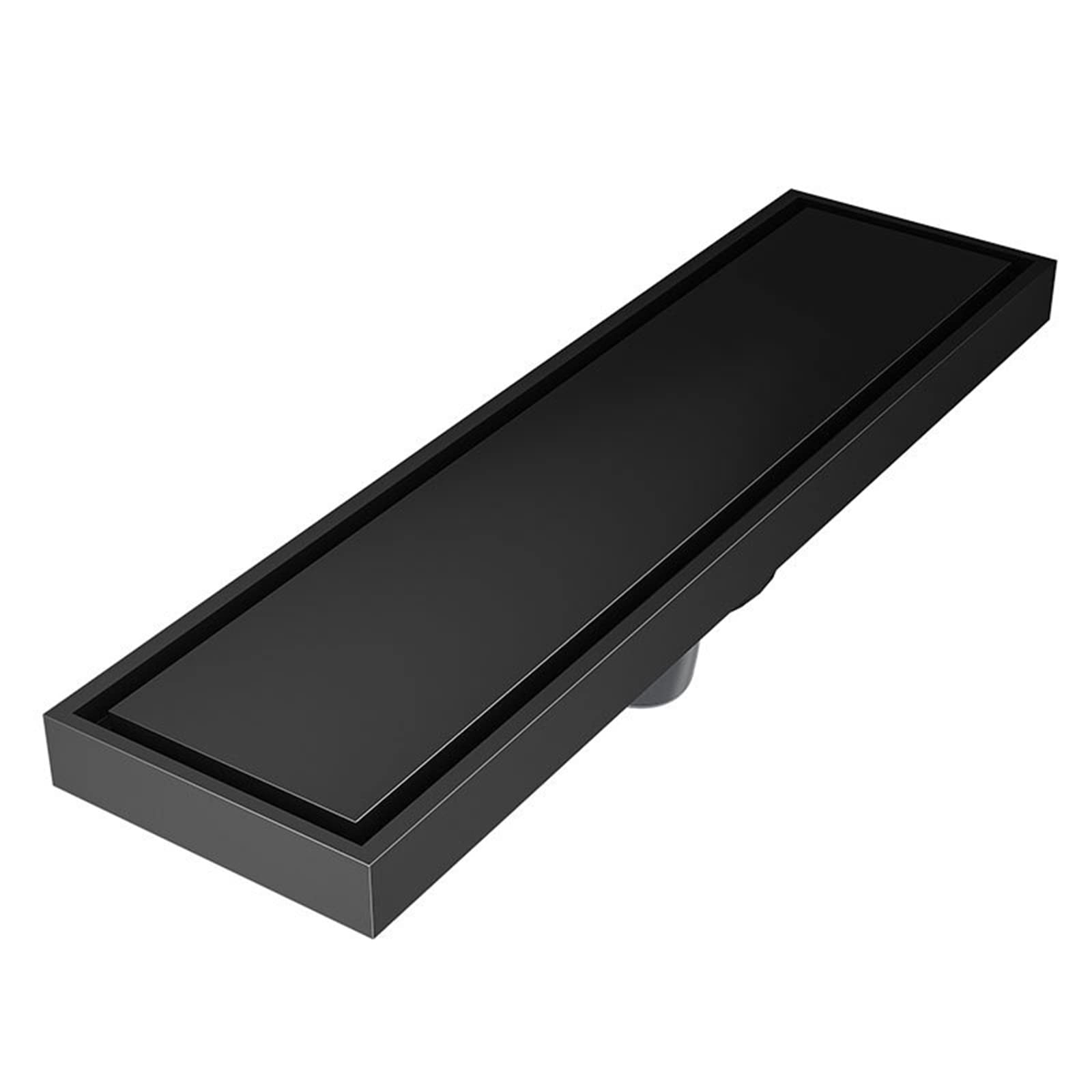 Canaletta Per Doccia Lineare Con Coperchio 2 in 1 Piatto E Inserto Per Piastrelle Rettangolo Lungo 30Cm, Scarico Doccia in Ottone Con Filtro Per Capelli, Nucleo Di Sospensione Magnetico,Nero