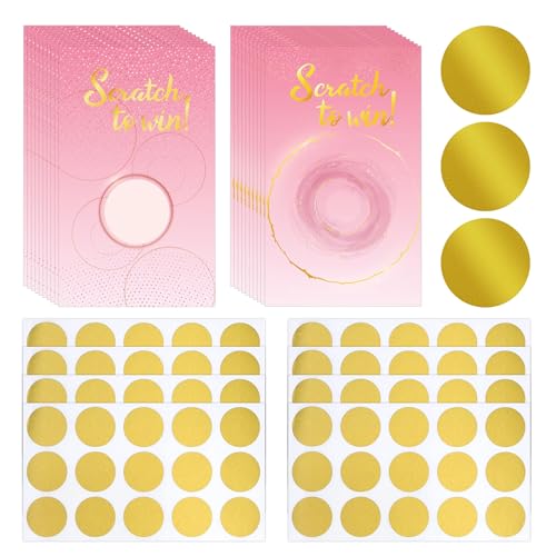 INKNOTE 120 PCS Pink Gift Certificates Scratch Cards for Small