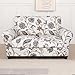 SearchI Stretch Sofa Cover Printed Couch Cover, Floral Pattern 3 Pieces Loveseat Slipcover with 2 Separate Cushion Cover, Washable Furniture Protector for Living Room(Loveseat, Love Flower)