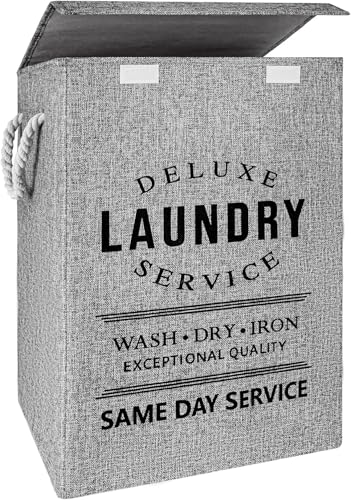 U Trip Laundry Basket with Lid, 85L Large Deluxe Laundry Baskets - Collapsible Foldable Laundry Hamper Big Storage Basket Bin for Clothes Washing Bedroom Organizer Toy Collection(Light Grey)