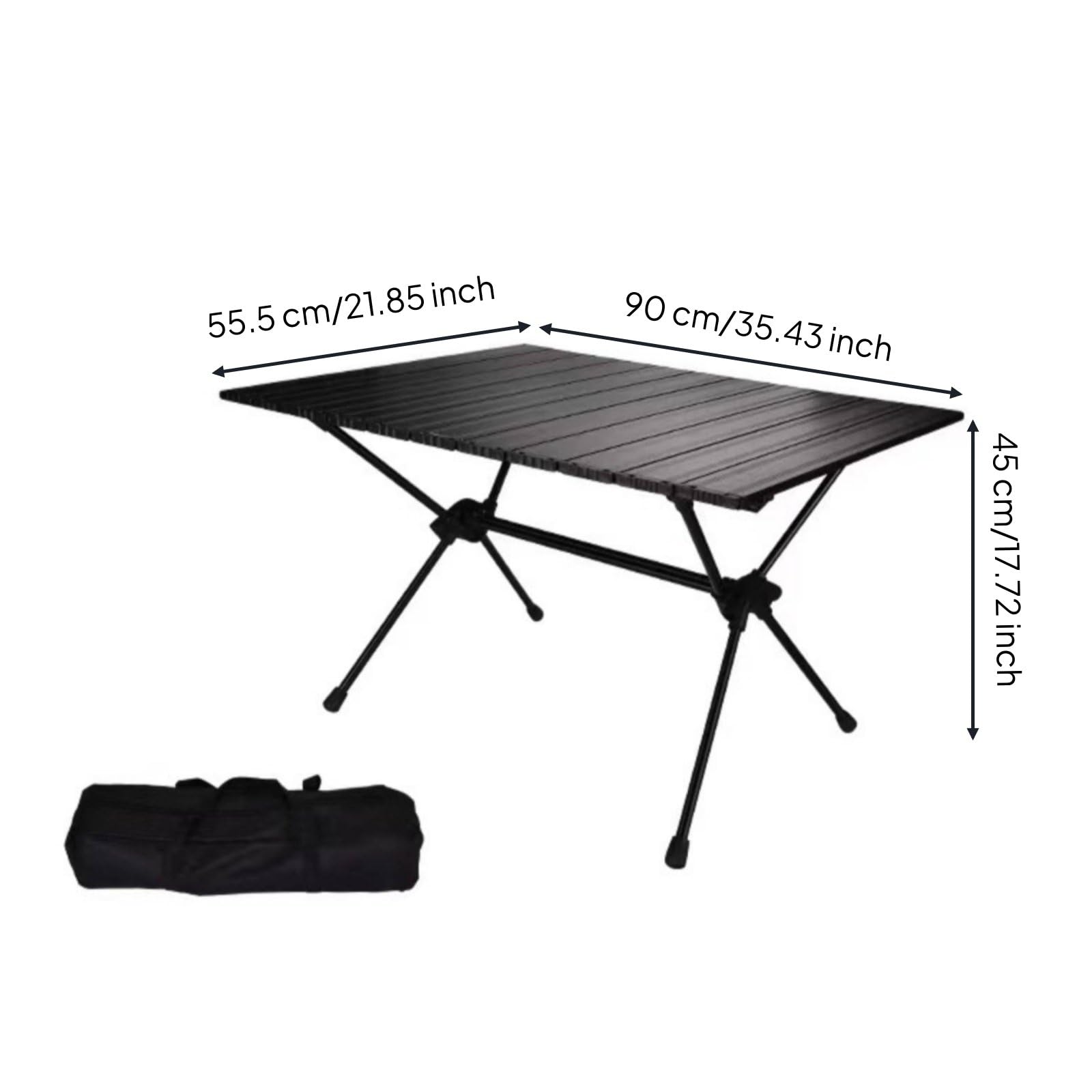 Scrivania da Esterno Regolabile Tavolo Pieghevole Campeggio Tavolino Portatile Banco Picnic Banco Barbecue in Alluminio Leggero E Stabilità, Grande, Nero