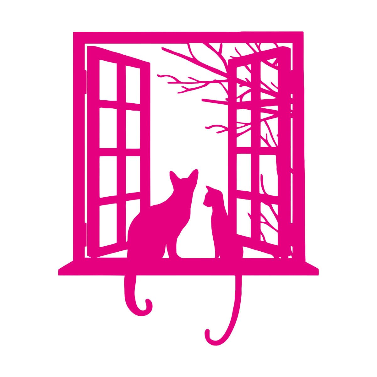 Black Cat Looking At The Child Fine Carving Stickers 36x42.5cm Art Decoration Small Rosered