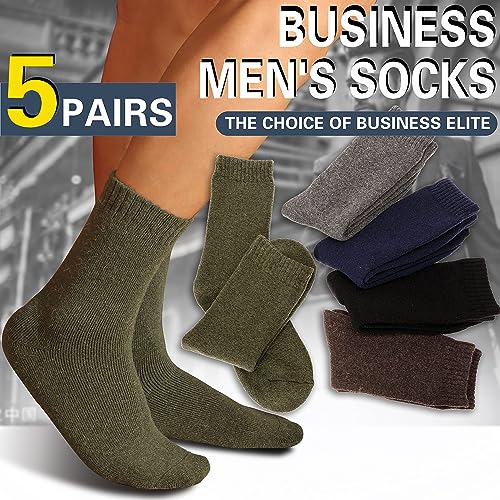 ProEtrade Merino Wool Hiking Socks 4 Pairs Thermal Warm Winter Cushion Moisture Wicking Boot Casual Socks For Unisex, Solid Color a (5 Pairs), Large,Assorted