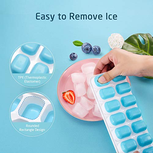 OMORC Cube, BPA Free, Easy Release, 14-Ice Trays 4 pack, Stackable, Dishwasher Safe, for frozen Baby Food, Drinks, Coffee, Fruit, Blue - Thumbnail 3