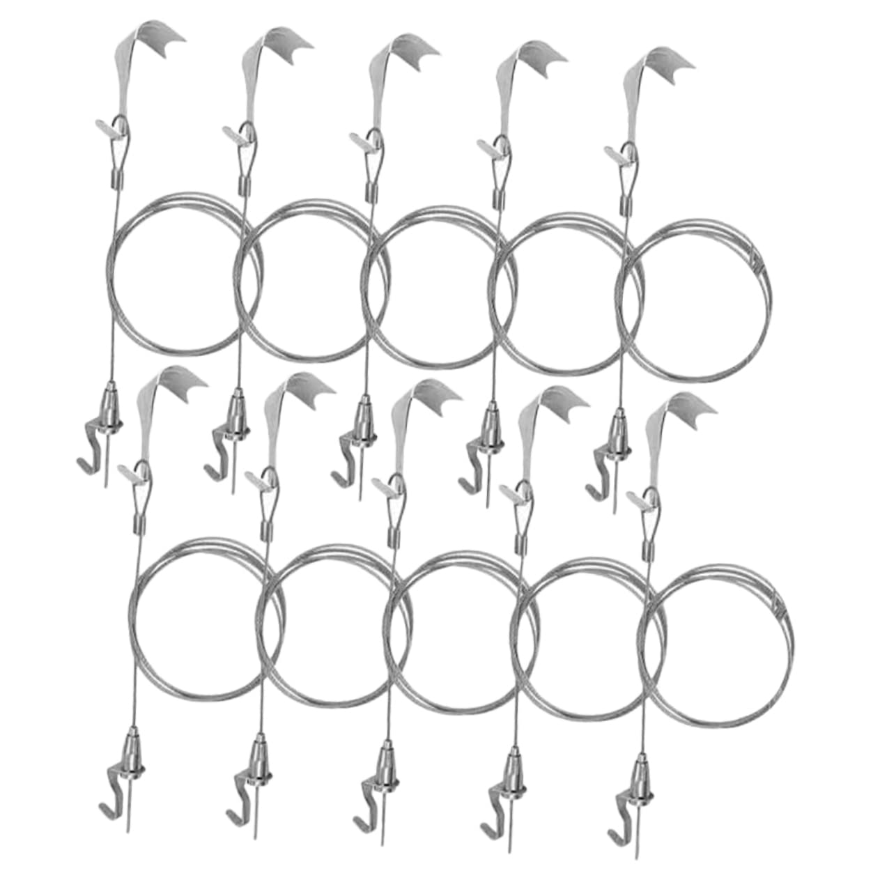 Kit Suspendre Facile à Installer pour Tableaux Crochets Réglables Fil de Cadre Photo Argenté en Acier Inoxydable 10 Sets pour Galeries Publiques et Maison