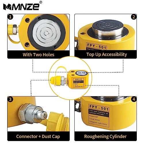 Image of 5T 6mm /0.24 inch Stroke Hydraulic Cylinder Jack Sets Mini Hydraulic Ram Jack Porta Power Kits Retract Automatically Split Hydraulic Single Acting Lifting Cylinders with CP-180 Hydraulic Hand Pump