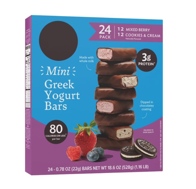 Greek Lemon & Strawberry Banana Yogurt Bars, Mini Bars Pack, 24 pk./0.78 oz.