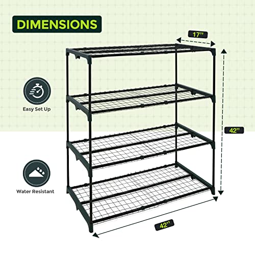 Image of EAGLE PEAK Greenhouse Shelving Staging Double 4 Tier, Outdoor /Indoor Plant Shelves, 42 inchx17 inchx42 inch, Green