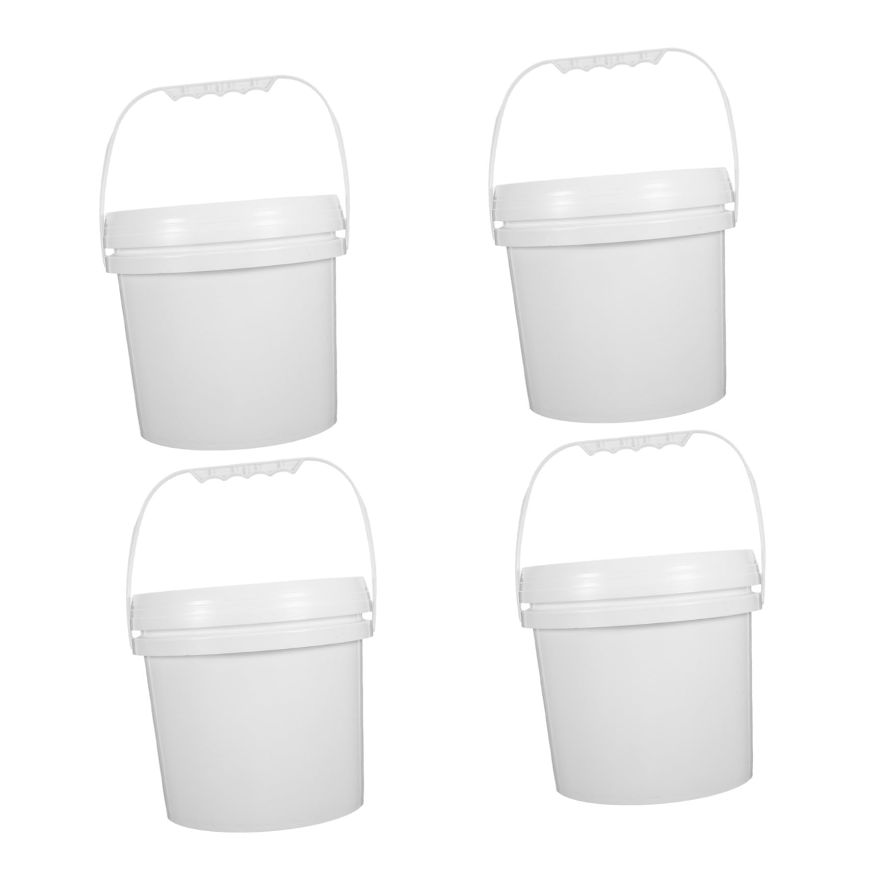 4 Sztuki Częściowy Biały Pojemnik Do Przechowywania Żywności z Uchwytami i Szczelną Pokrywą Plastikowy Wiaderko Spożywcze Bezpieczny Do Zamrażarki i Mikrofalówki Idealny Mleka
