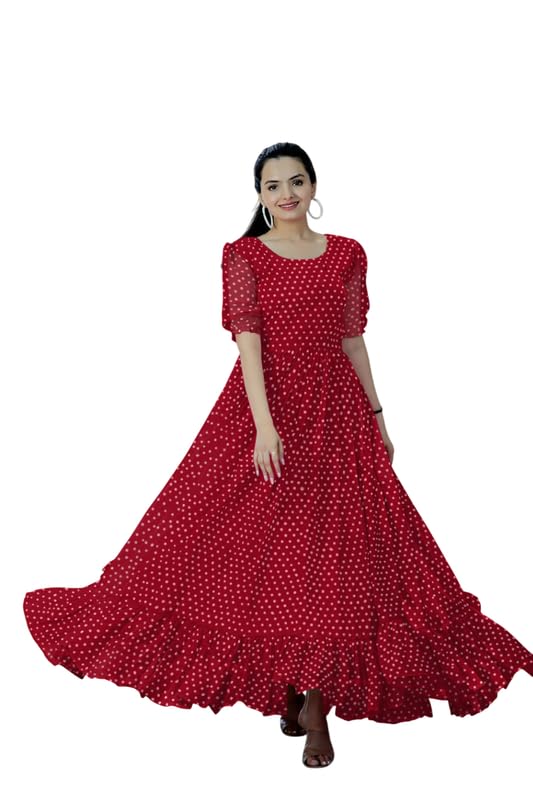 Elegant Women’s Long Gown | Anarkali Style | Flared Floor-Length Dress | Stitched Design No Matardot