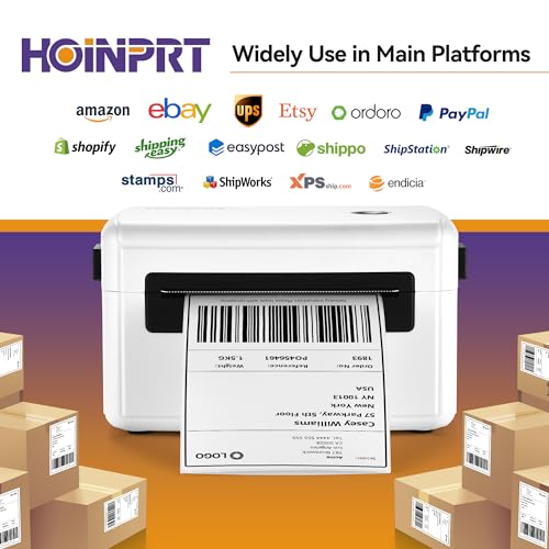 Image of Thermal Label Printer 4x6 - USB Shipping Label Maker for Small Business - High-Speed, Inkless, Label Printer for USPS, Amazon, Etsy, Shopify - Windows Compatible (White)
