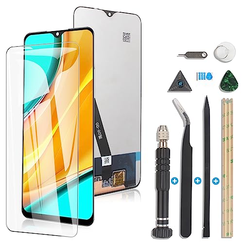 RongZy Pantalla para Xiaomi Redmi 9 M2004J19AG M2004J19C Pantalla Táctil LCD Kit de Pantalla de Repuesto Ensamblaje Digitalizador de Reemplazo con Herramientas(Negro)