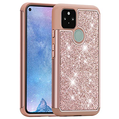 J&D Case Compatible for Google Pixel 5 Case, Sparkling Glittering ArmorBox Dual Layer Shock Resistant Hybrid Protective Rugged Case for Pixel 5 Case, not for Pixel 4a 5G