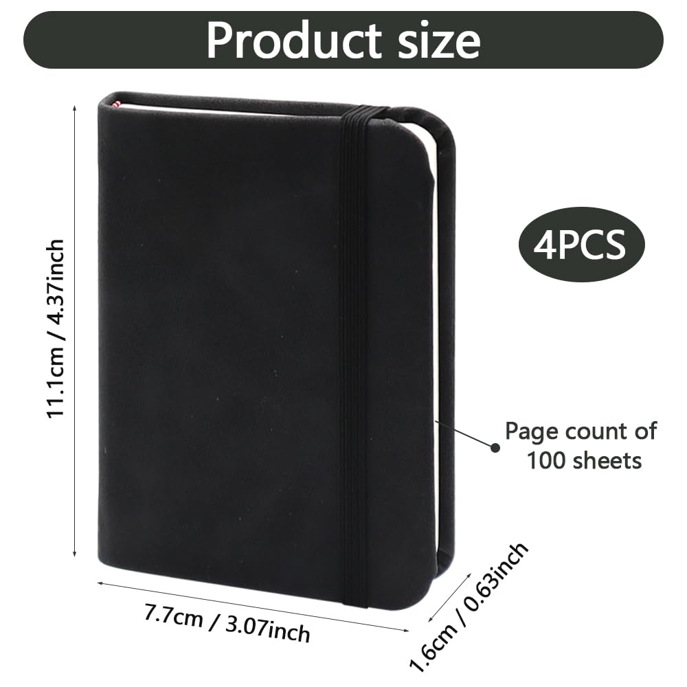 Taccuino A7 Mini Tascabile Pelle Copertina Rigida Righe 4 Pezzi