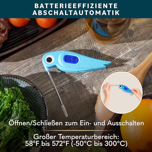 Bratenthermometer Fleischthermometer Grillthermometer - Sofortiges Auslesen Digital Thermometer Kochen Celsius/Fahrenheit - Küchenthermometer mit Faltbar Sonde für Braten... – Bild 5