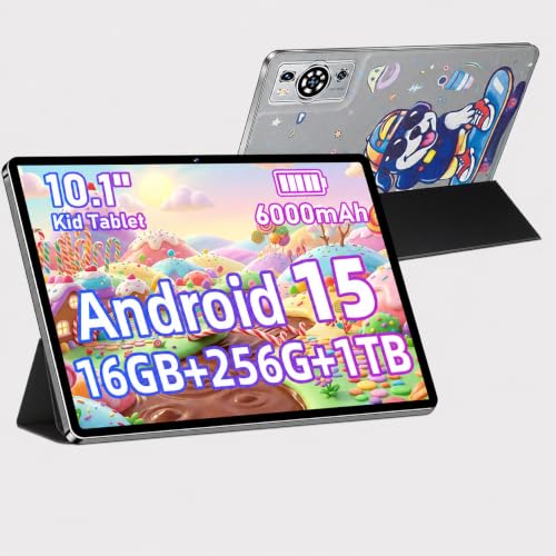 Image of 10.1-Inch Tablet, Android 15 Tablet, Wi-Fi 5, 16GB RAM 256GB ROM, 1TB Expandable, HD IPS Display, 6000mAh Battery, Keyboard