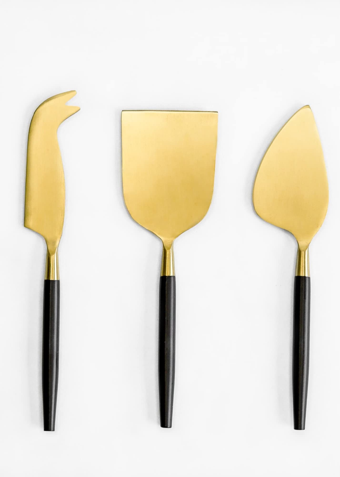 Gold Cheese Knives Set, 3 Piece, Stainless Steel (Gold/White)