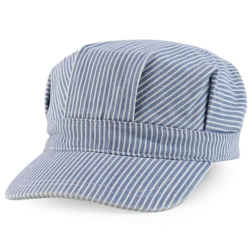 Armycrew Classic Cotton Train Engineer Conductor Adjustable Cap - Blue Stripe - 57CM