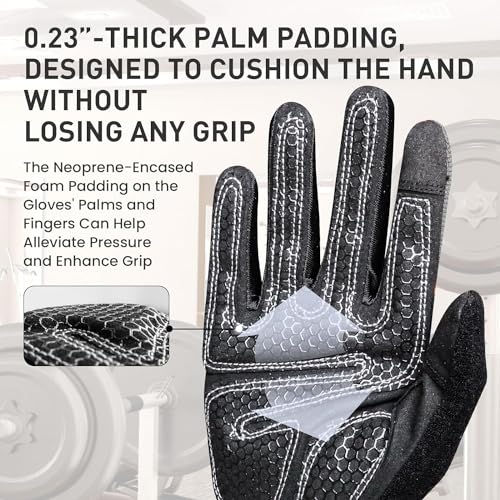 Workout Gloves Full Finger Men Women Touchscreen Gel Padded Anti-Slip for Cycling Fitness Gym Weight Lifting Fishing Driving, Exercise Training Gloves Strength Full Palm Protection - Image 3