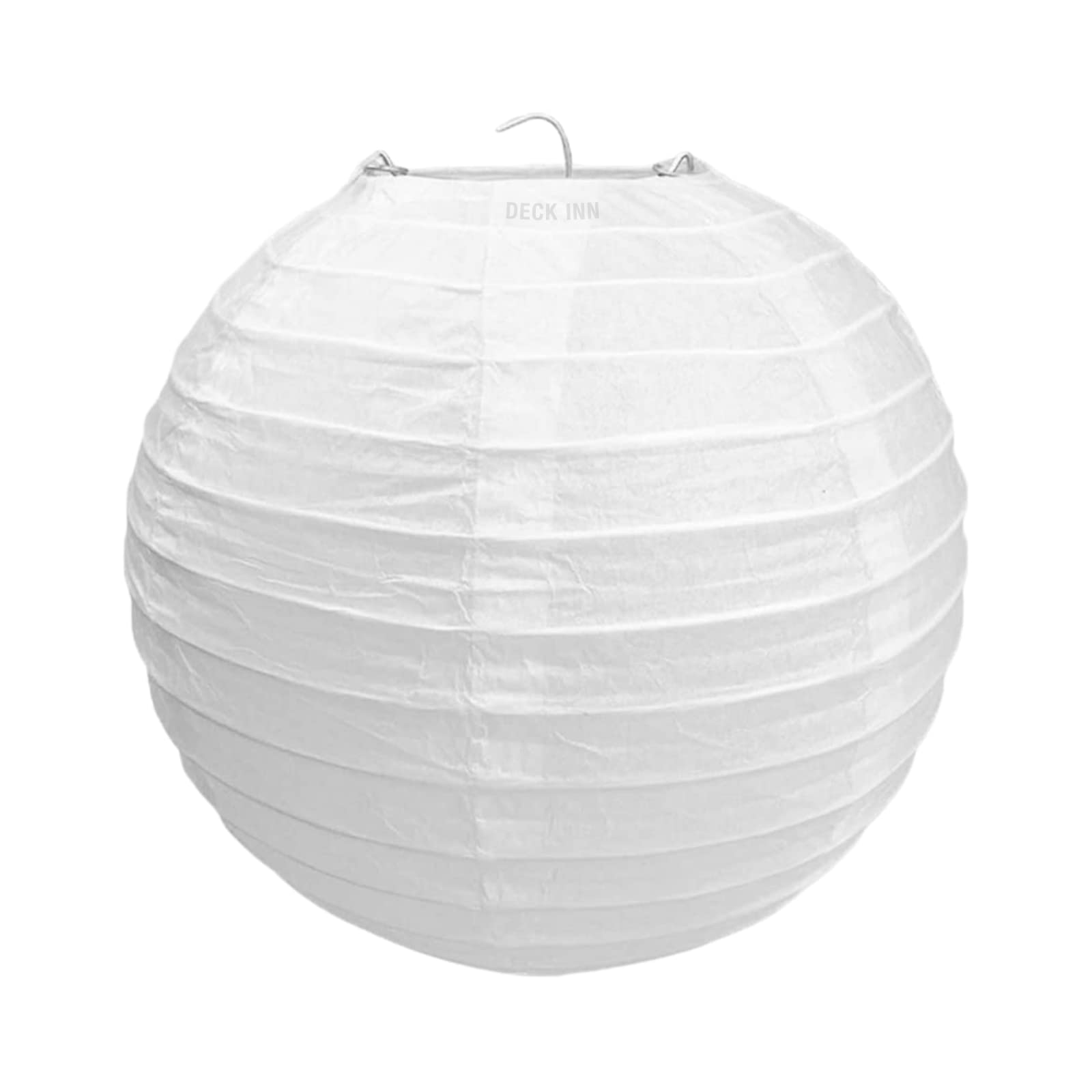 DECK INN Round Ceiling Paper Light Shade Bamboo, 12 Inches Ribbed Style Lampshade, Traditional Lampshades For Decoration, White