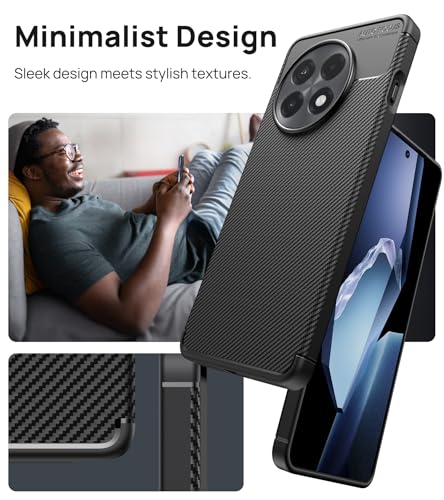 Image of Vihibii for OnePlus 13R Cover, Twill Soft Grip & Frosted TPU Bumper Edge, Slim Lightweight Full-Body Rugged Protective, Military Grade Drop Protection Silicone Cover for OnePlus 13R, Black