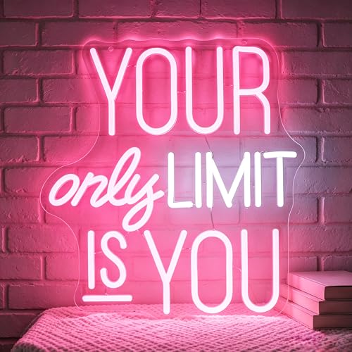 Image of Your Only Limit Is You Neon Sign for Wall Decor Positive Light Up Sign Inspiration Led Signs for Room Party Home Motivational Wall Decor USB Powered