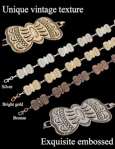 Image of TOPACC Western Metal Concho Belt for Women Cowgirl Chain Belts for Dresses Jeans Country Concert Outfit