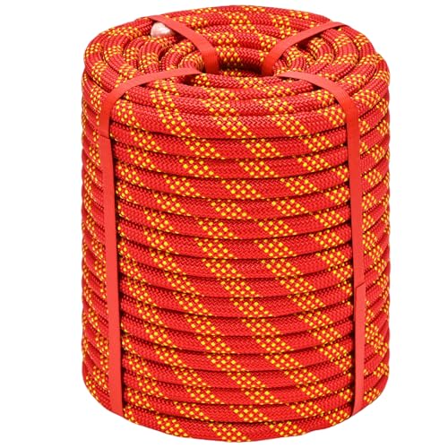 Quintropel 1/2 Inch Arborist Bull Rope 150 ft - Heavy Duty Static Line for Tree Rigging Hoisting & Pulling - High Strength Polyester Utility Rope for Outdoor Work Felling & Landscape Red