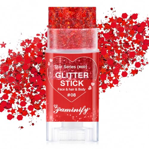 4th of July Red Body Hair Glitter Stick for Kids Patriotic Face Glitter for Independence Day Halloween Chunky Sequins Glitter Sports Game Accessories for Switzerland & Turkey Sports Events
