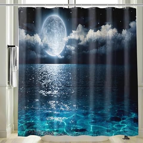 Vgzsyomqib 3D Night Moon Shower Curtain Cover